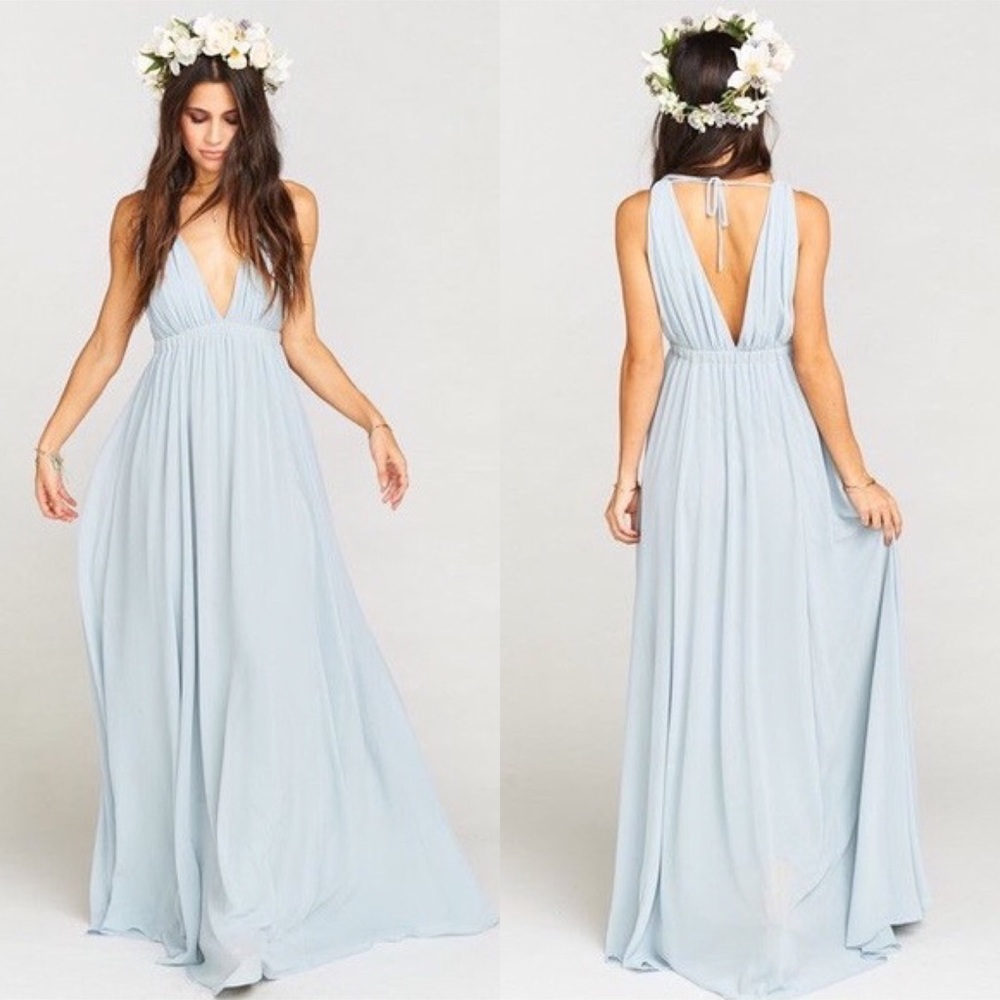 Show Me Your Mumu | NWT Ava Steel Blue Maxi Bridal Dress